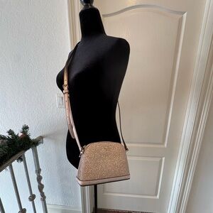 NWT Kate Spade Tinsel Small Dome Glitter Crossbody in Rose Gold (Retail $249)